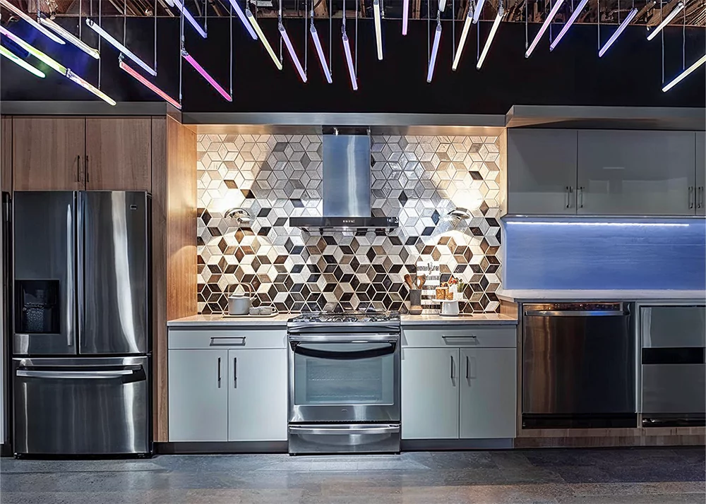Modern futuristic Star Wars themed kitchen backsplash