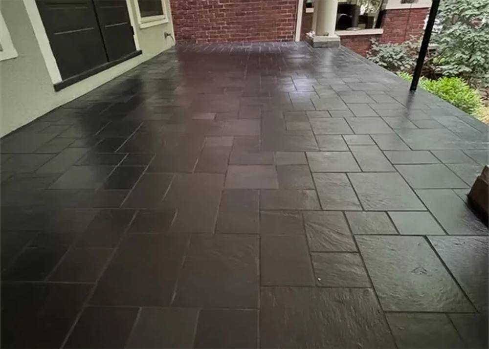 Black slate tile patio